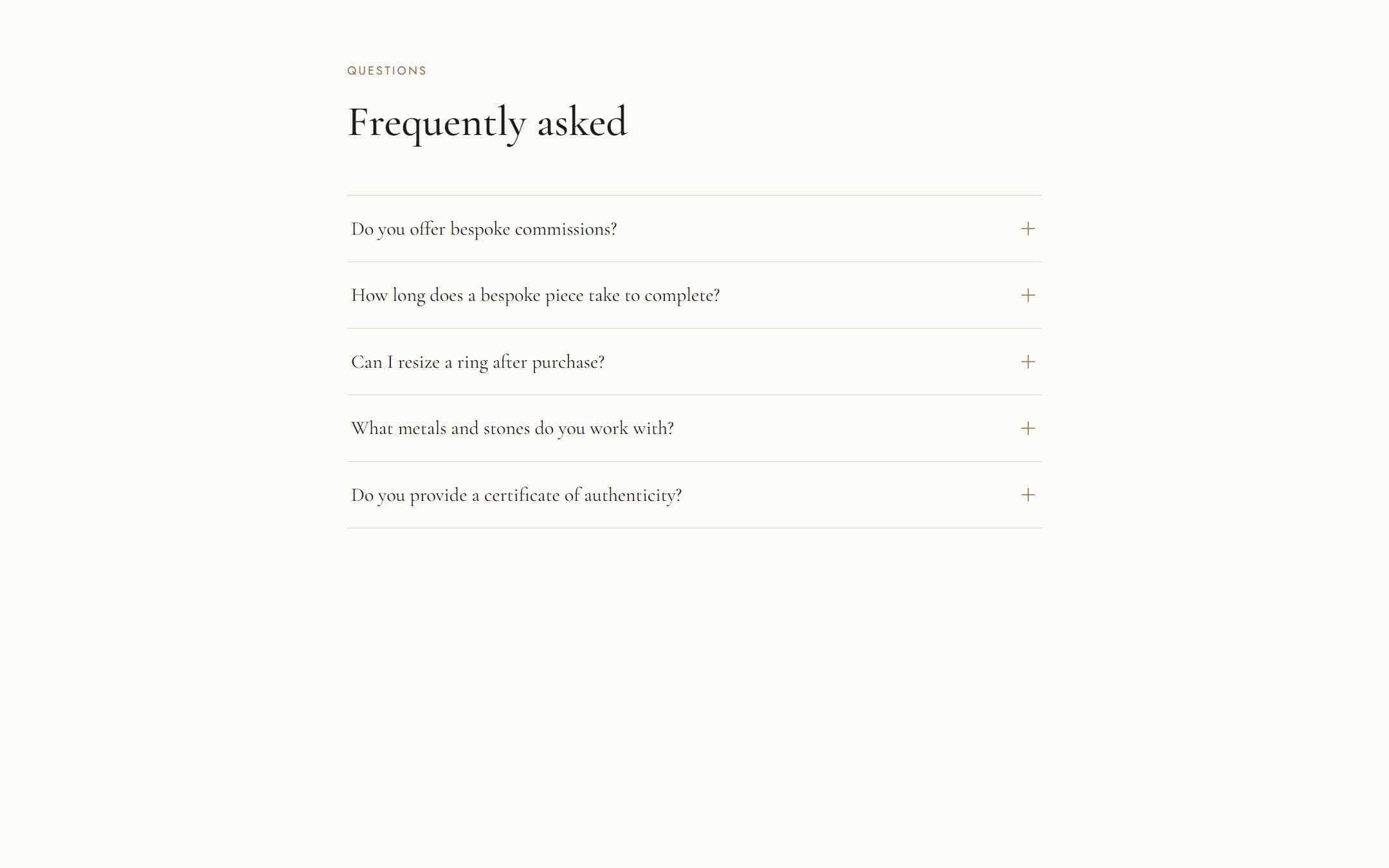 FAQ Accordion screenshot